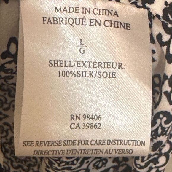 Theory Black White Print Silk Hylin Tank Size Large V Neck Career Wear - Picture 5 of 6